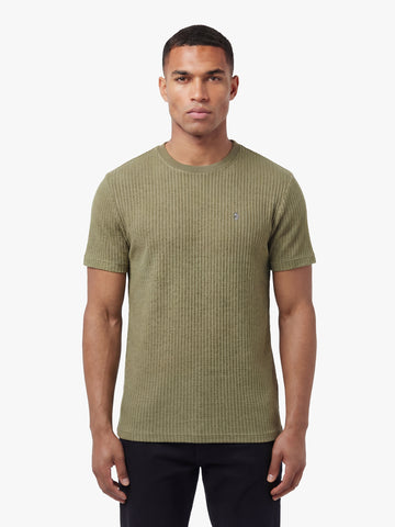Men's green t-shirt with crew neck and short sleeves, front view