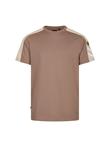 Men's brown t-shirt with crew neck and short sleeves, front view
