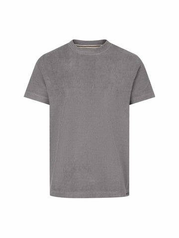 Men's relaxed-fit grey t-shirt with crew neck and short sleeves, front view