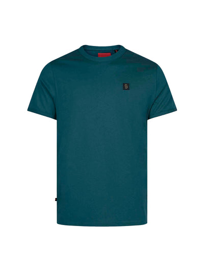 Men's blue t-shirt with crew neck and short sleeves, front view