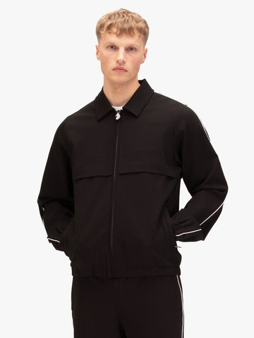 Men's black sweatshirt, worn by a model, front view