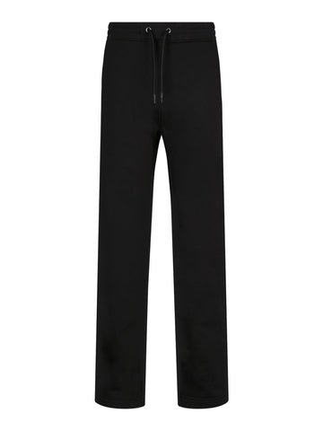 Men's wide-leg black joggers with drawstring waistband, front view