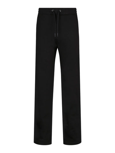 Men's wide-leg black joggers with drawstring waistband, front view