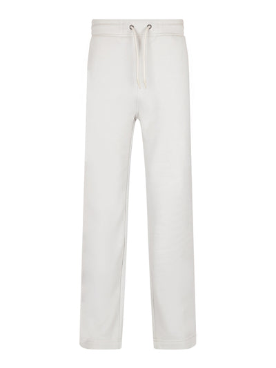 Men's wide-leg grey joggers with drawstring waistband,  front view