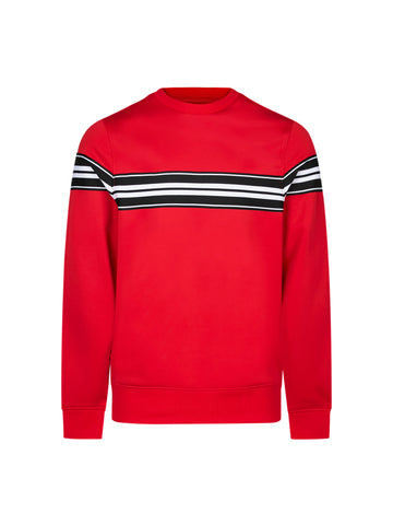 Men's red sweatshirt with crew neck, front view