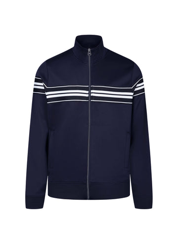 Men's navy sweatshirt with mock neck, front view