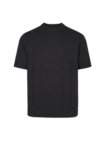 Men's black jumper with crew neck, front view