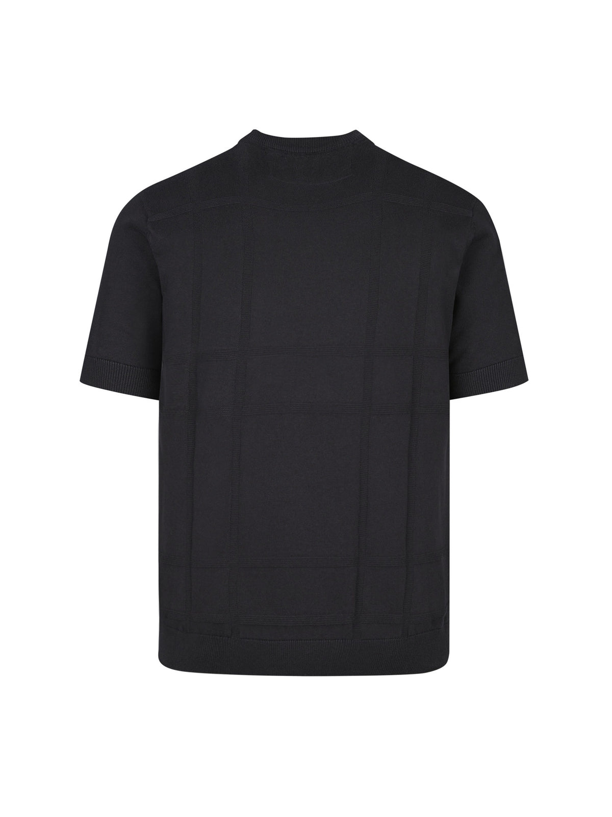 Men's black jumper with crew neck, back view