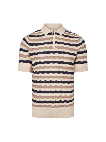 Men's navy jumper with half-zip neck, front view