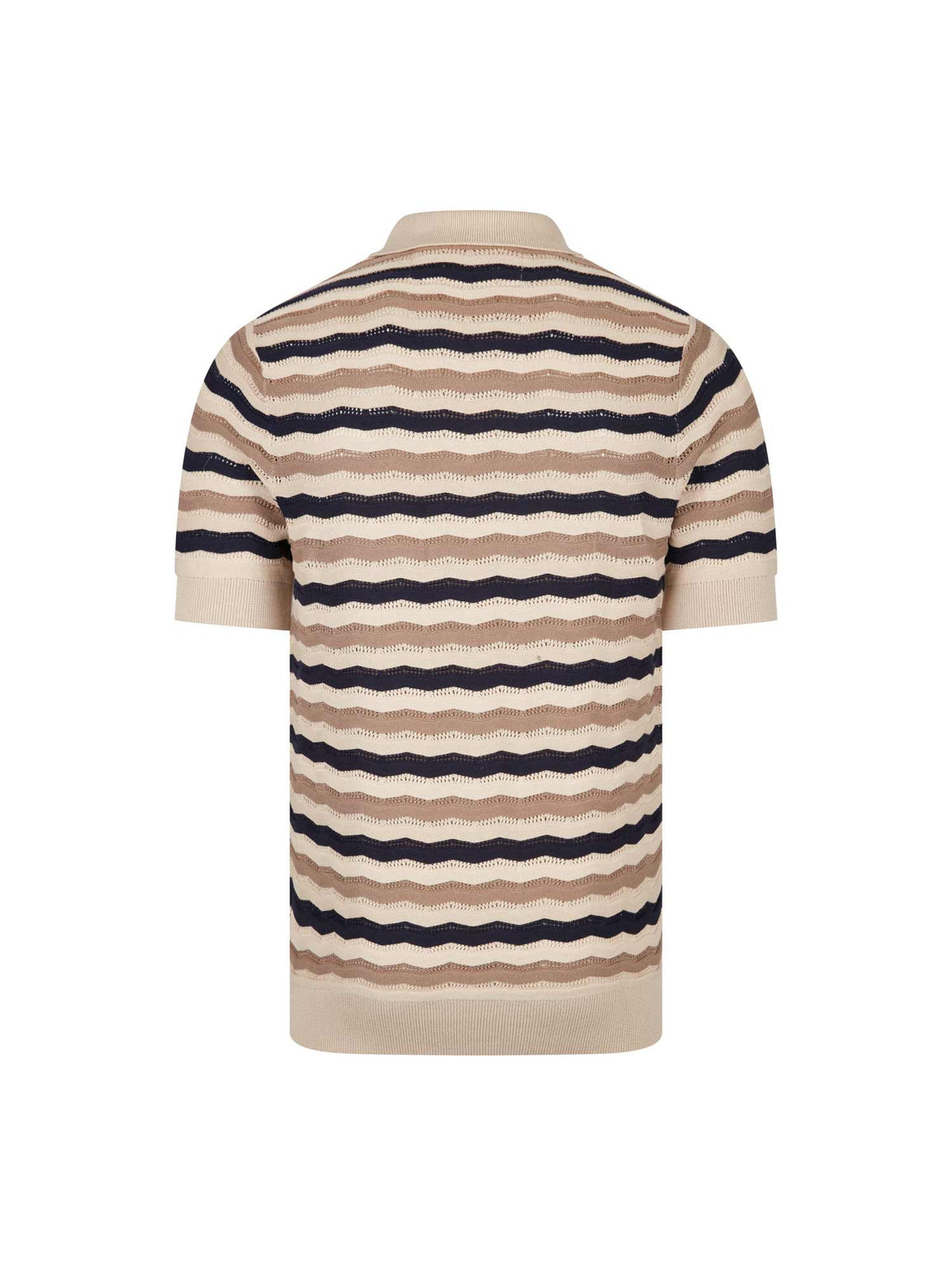 Men's navy jumper with half-zip neck, back view
