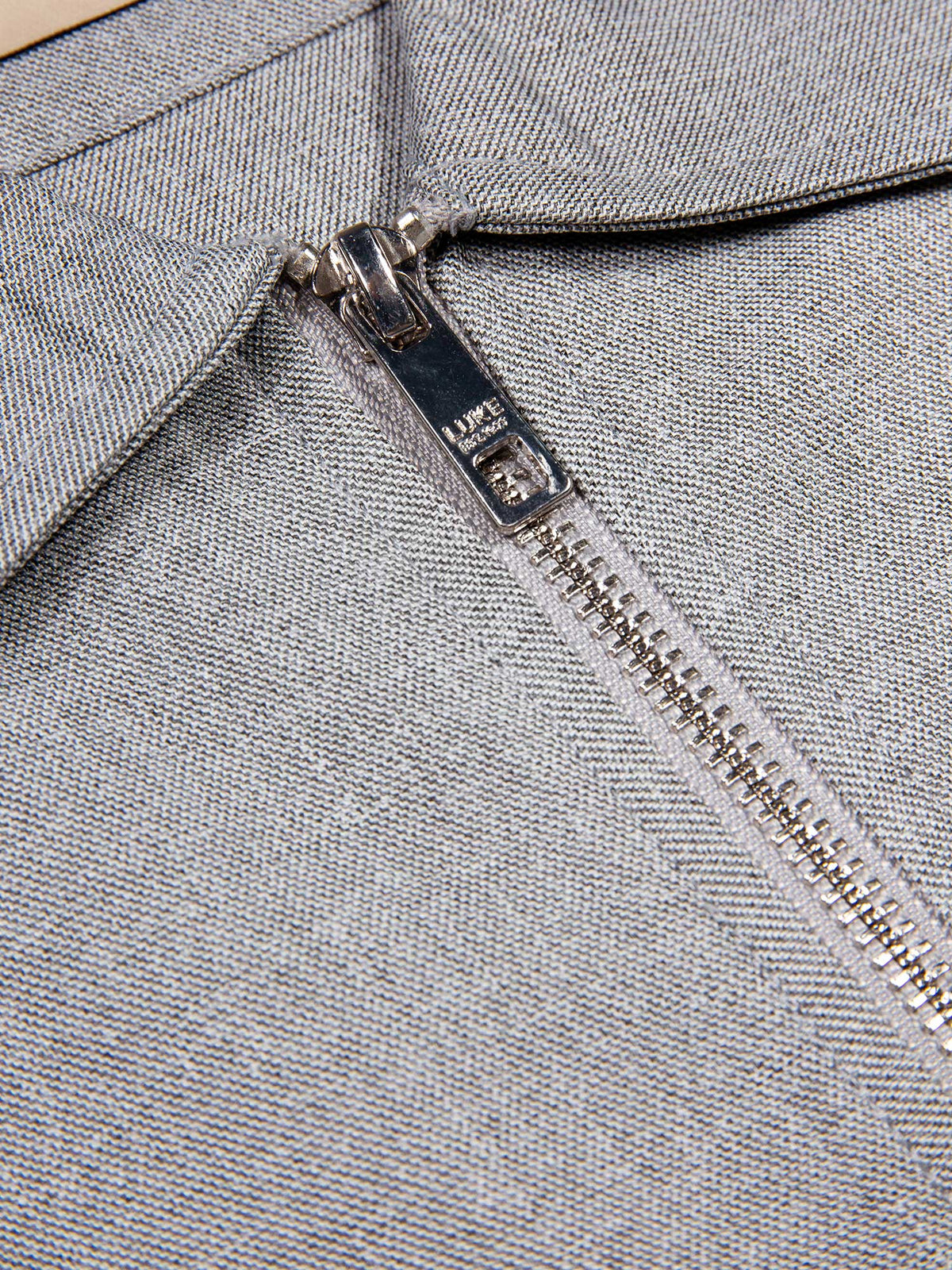 Men's grey jacket with snap-button front, detail view 2