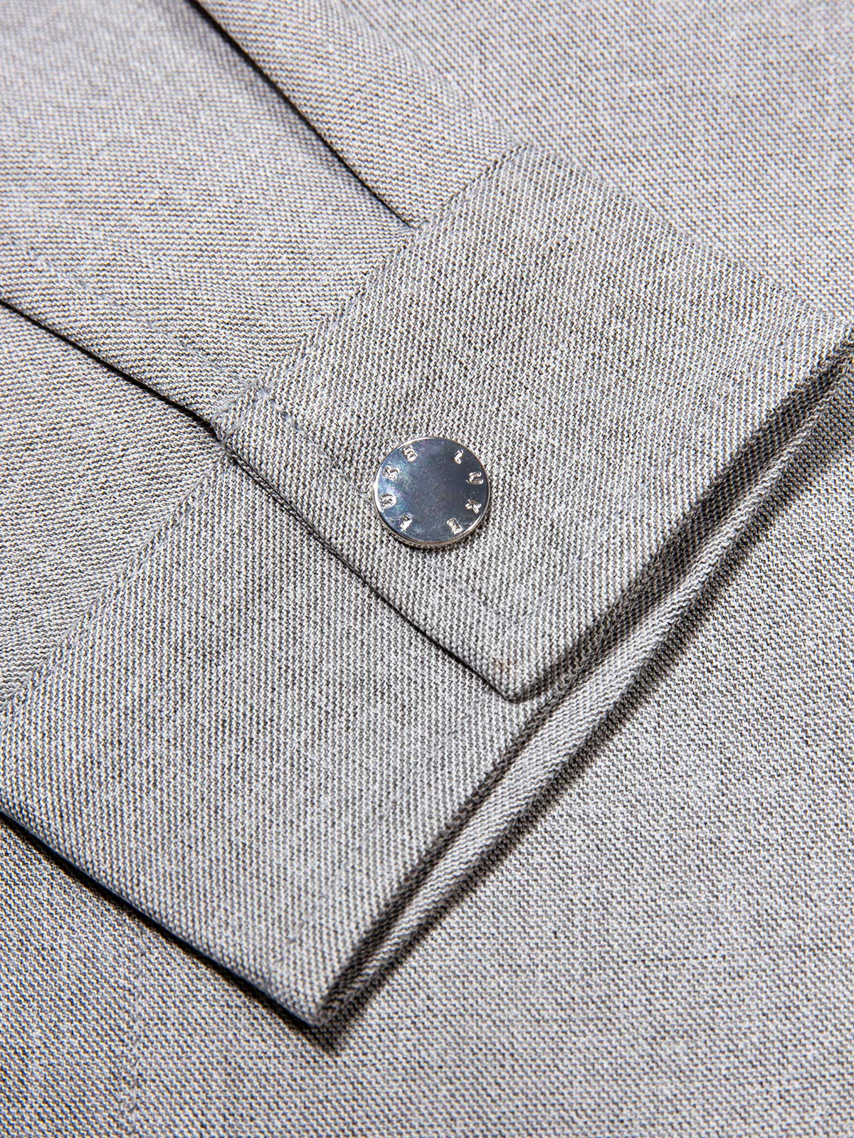 Men's grey jacket with snap-button front, detail view 3