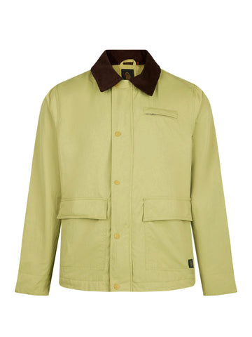 Men's green jacket with zip-up front and chest pocket, front view