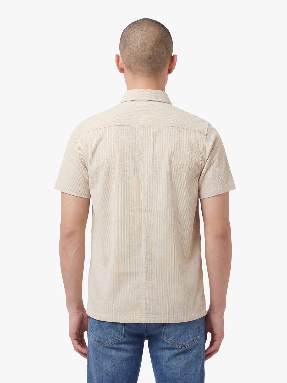 Men's beige shirt with button-up front, detail view 1