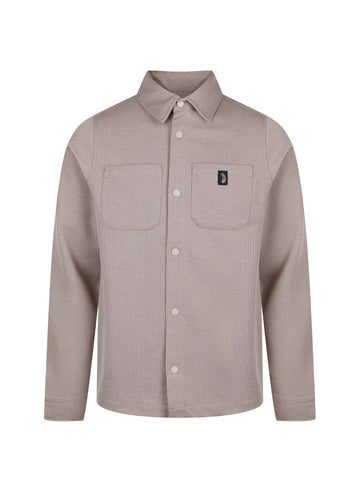 Men's brown shirt with button-up front, front view