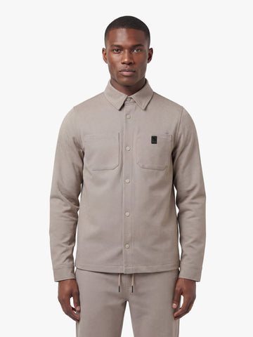 Men's brown shirt with button-up front, front view