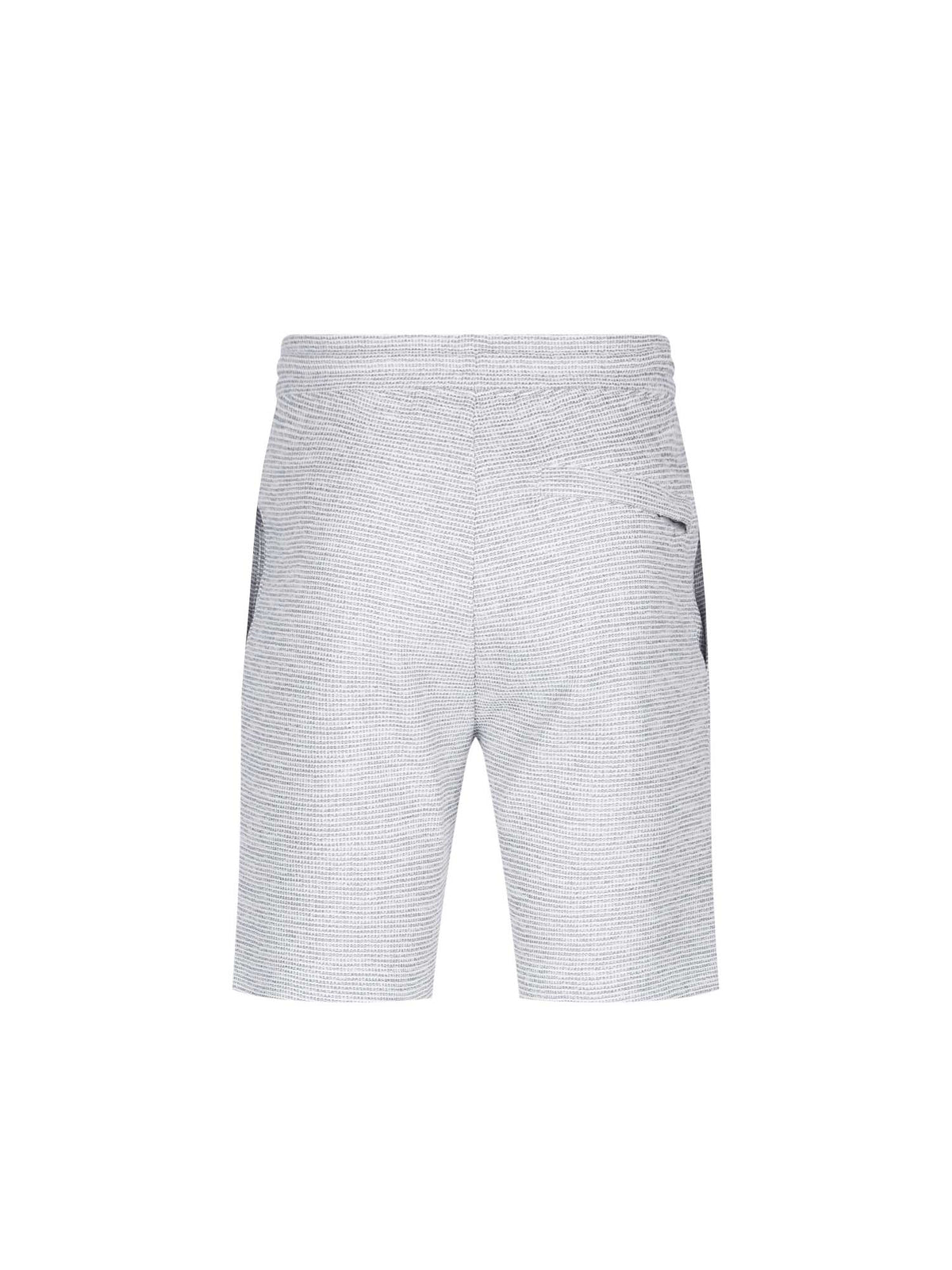 Men's grey shorts with drawstring waistband, back view