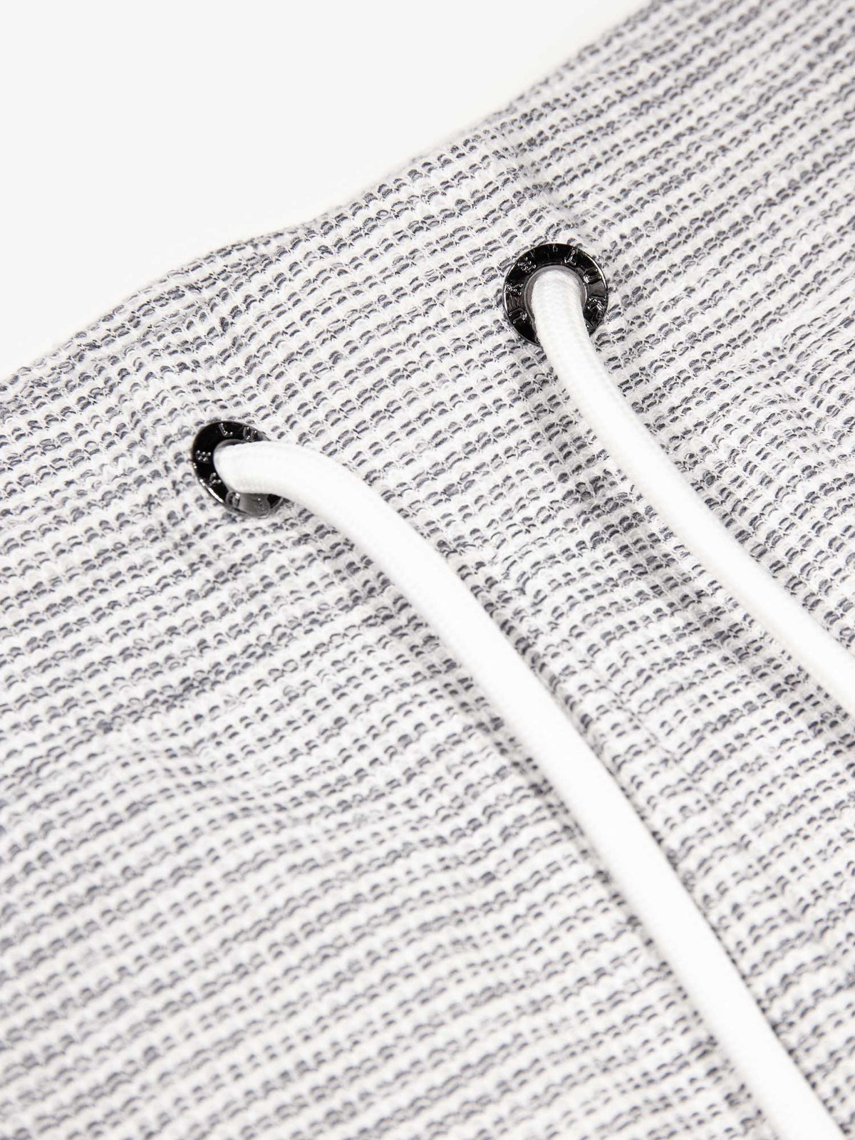 Men's grey shorts with drawstring waistband, detail view 1