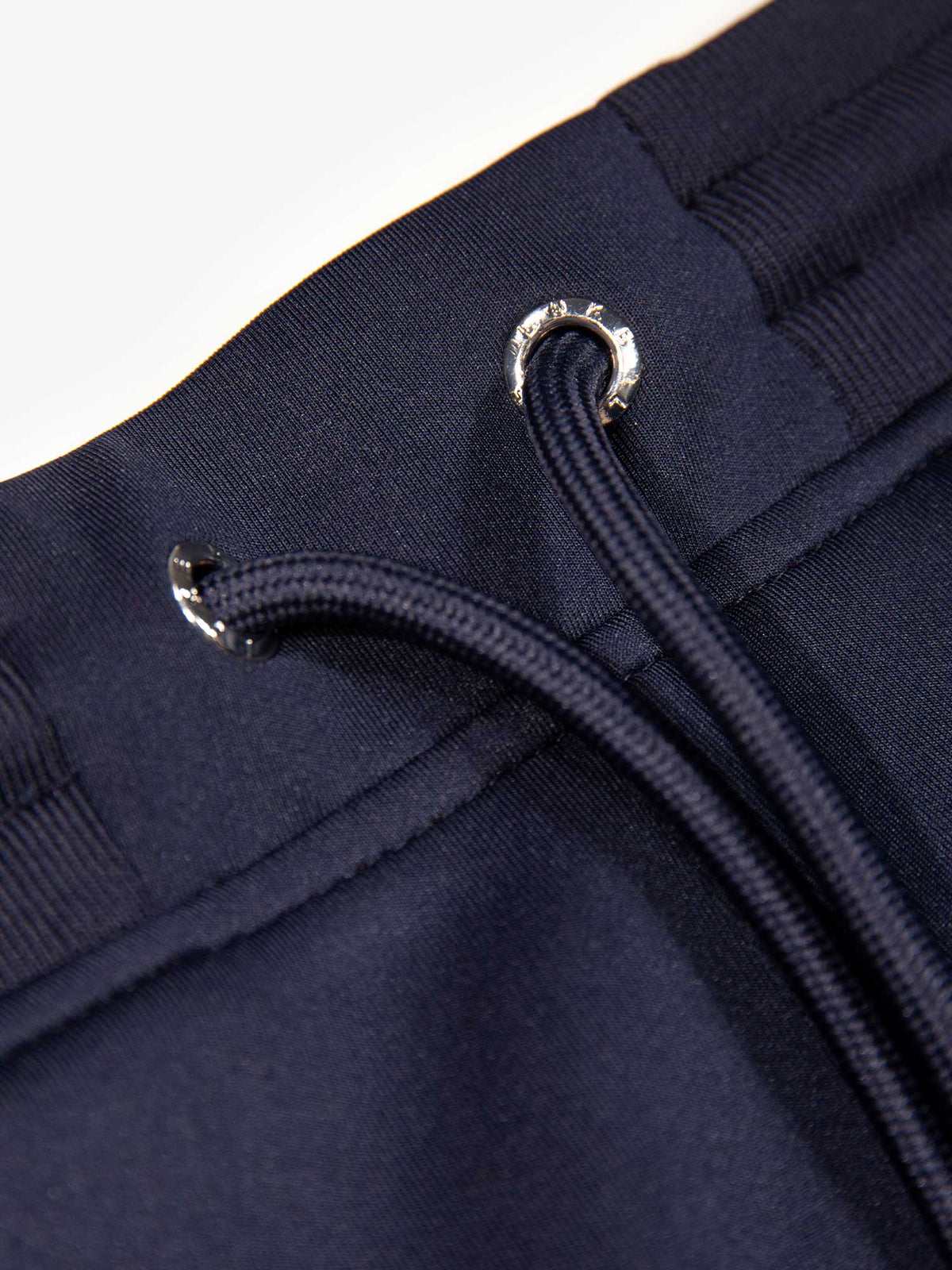 Men's navy shorts with drawstring waistband, detail view 1