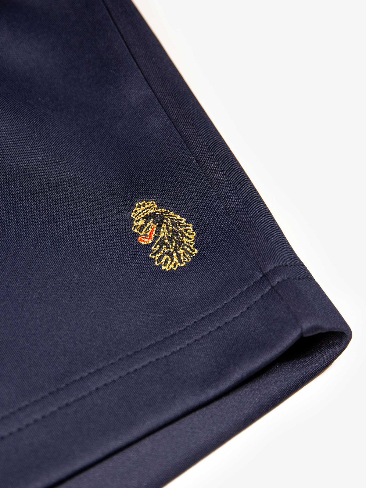 Men's navy shorts with drawstring waistband.