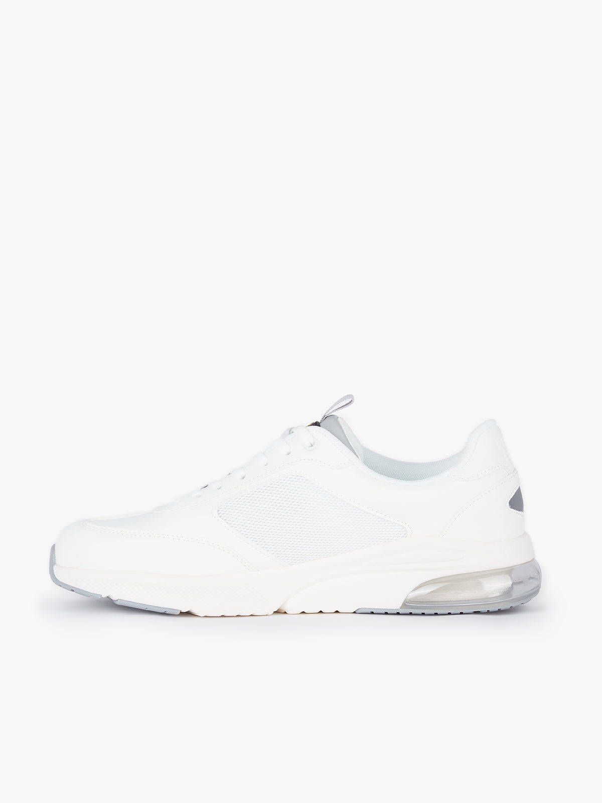 Men's white footwear.