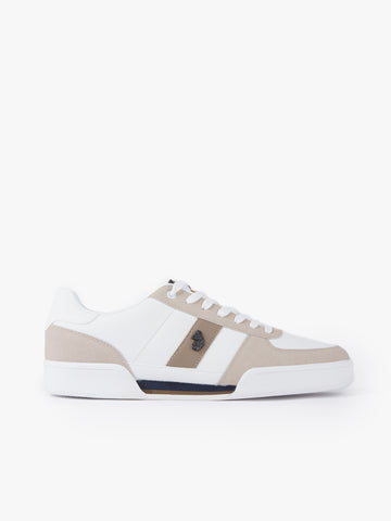 Men's white footwear.