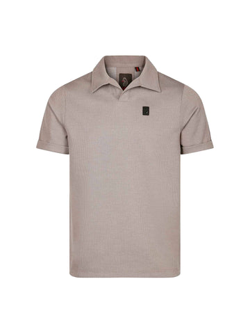 Men's brown polo shirt with polo collar, front view
