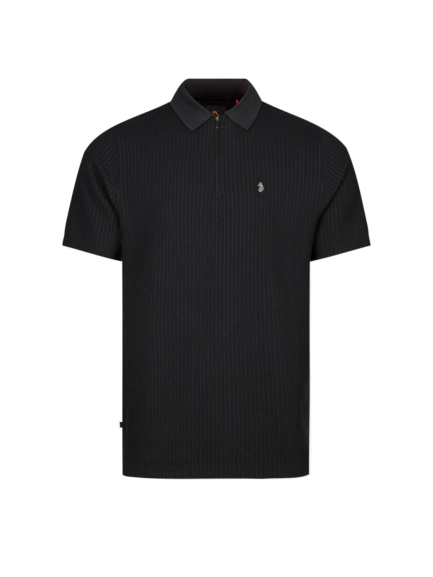 Men's Black Jacquard Waffle Polo Shirt | Waffle On | Luke 1977