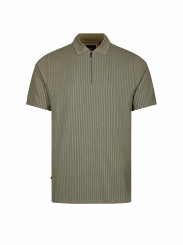 Men's green polo shirt with polo collar, front view