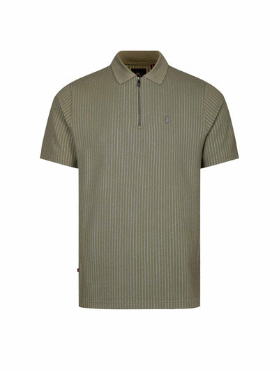Men's green polo shirt with polo collar, front view