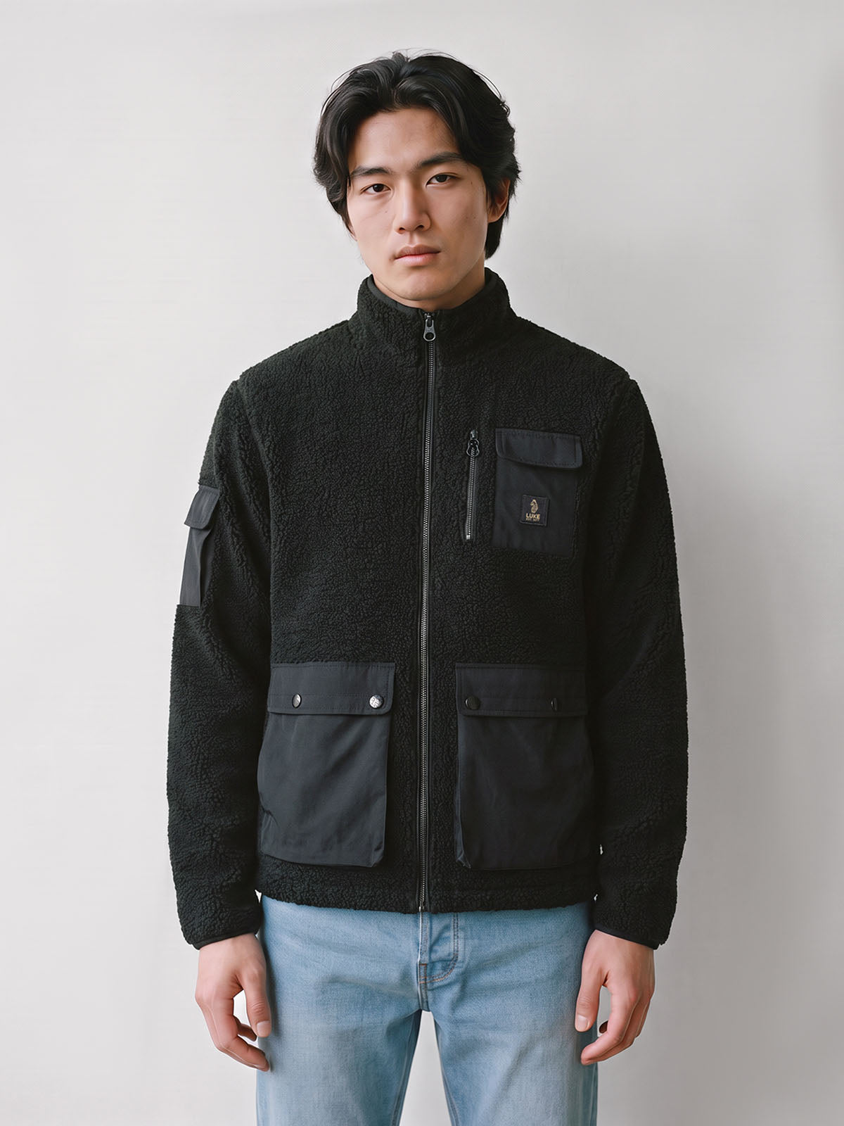 Roydon Funnel Neck Borg Jacket - Black