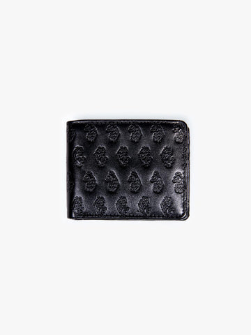 LUKE 1977 Bucks men's black leather bifold wallet with embossed lion head pattern