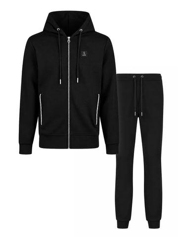 Makati Zip Hoodie Tracksuit - Black/Silver