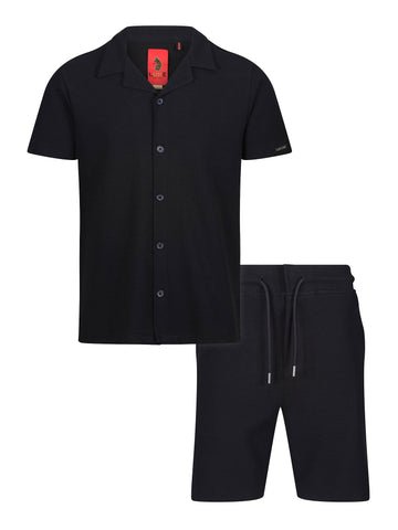 Pacaya Cotton Waffle Short Set - Black