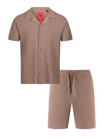 Pacaya Cotton Waffle Short Set - Brown
