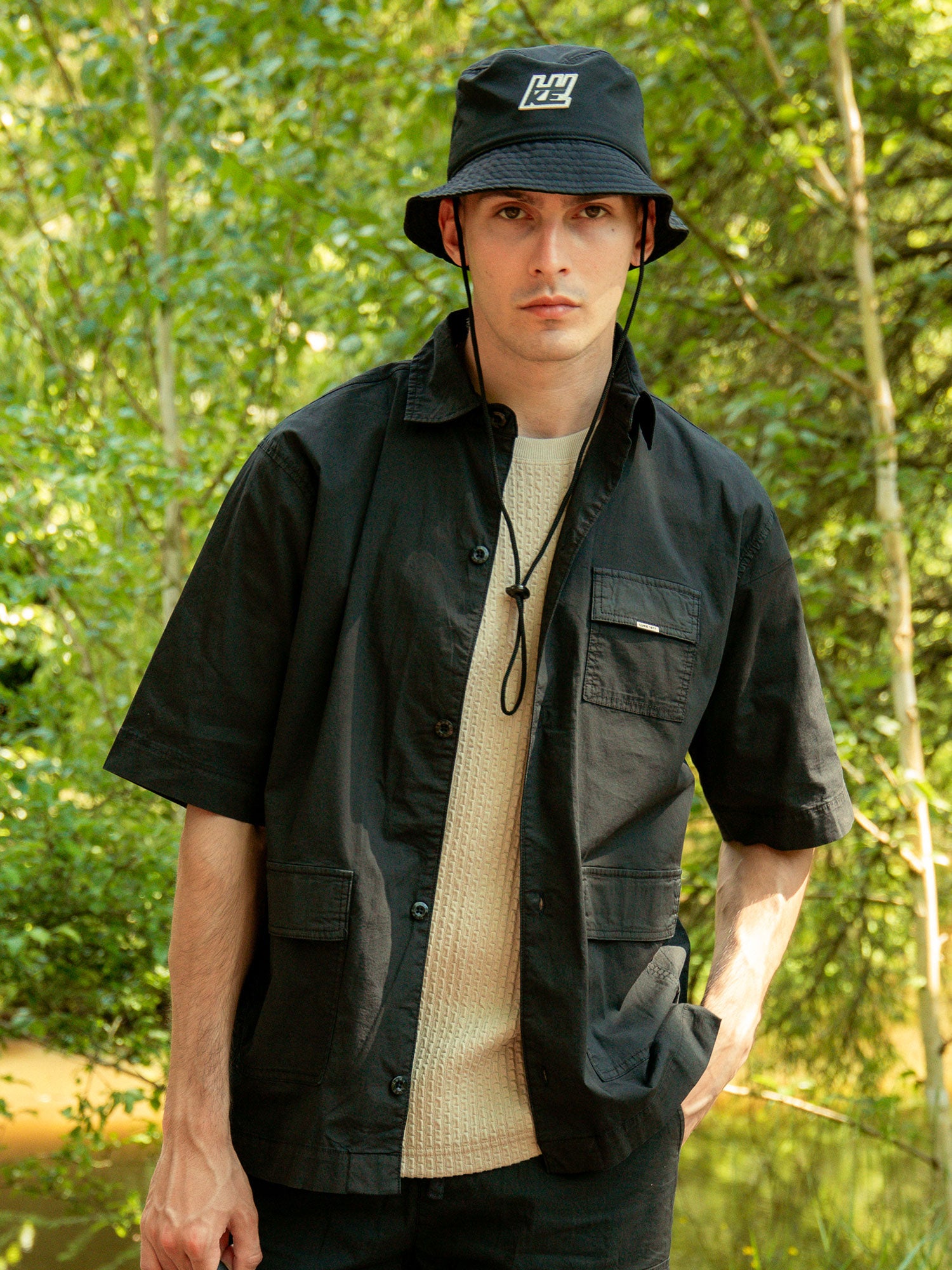 YEDRA RELAXED FIT POCKET DETAIL SHIRT