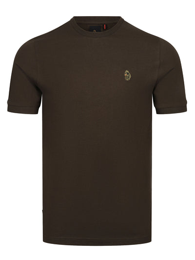 Men's green t-shirt with crew neck and short sleeves.