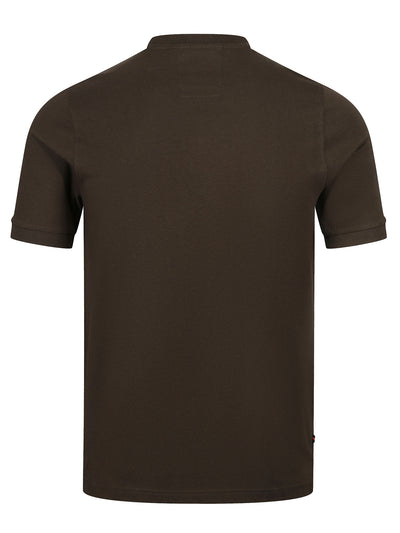 Men's green t-shirt with crew neck and short sleeves - back view.