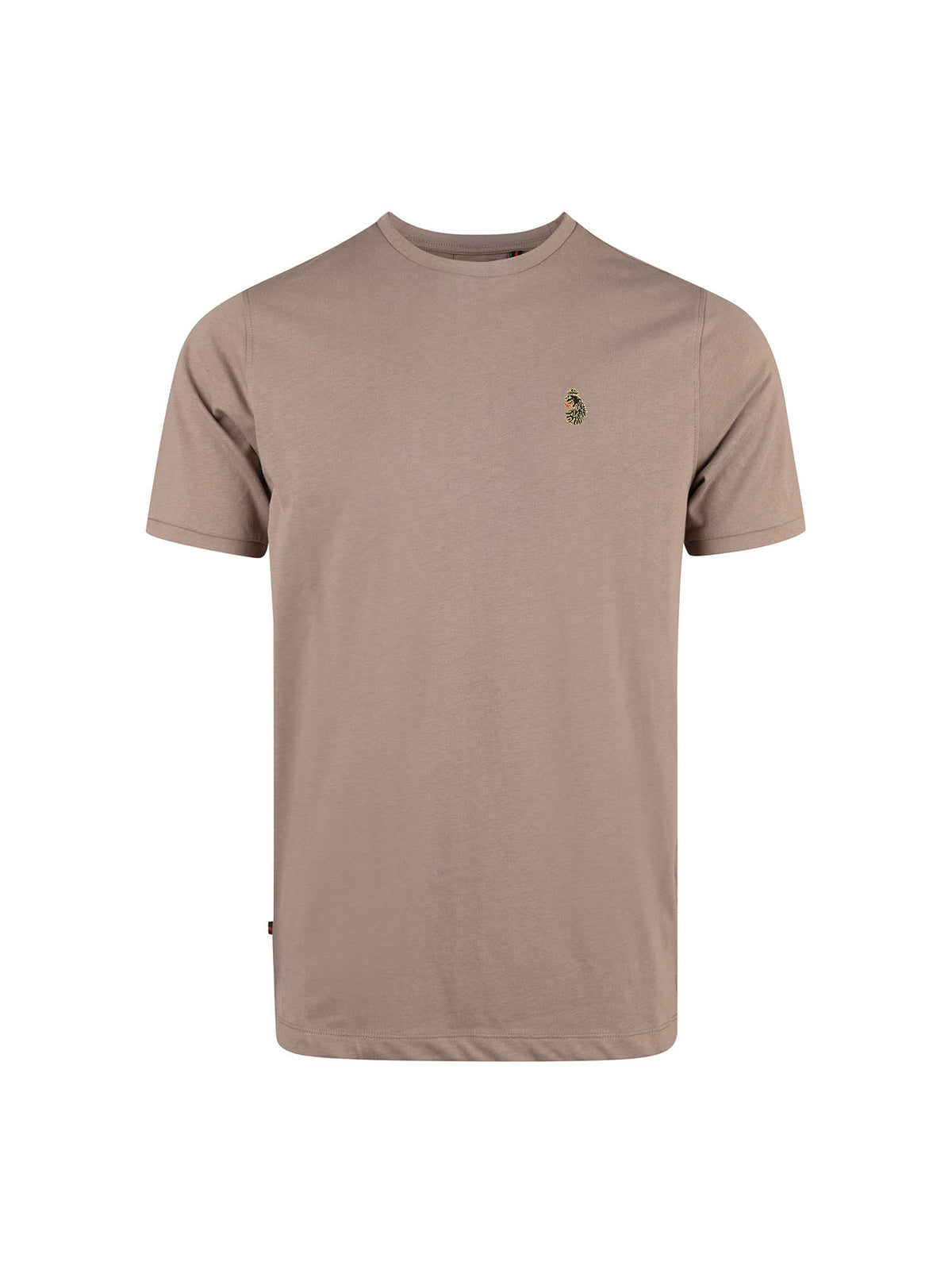 Men's brown t-shirt with crew neck and short sleeves - front view.