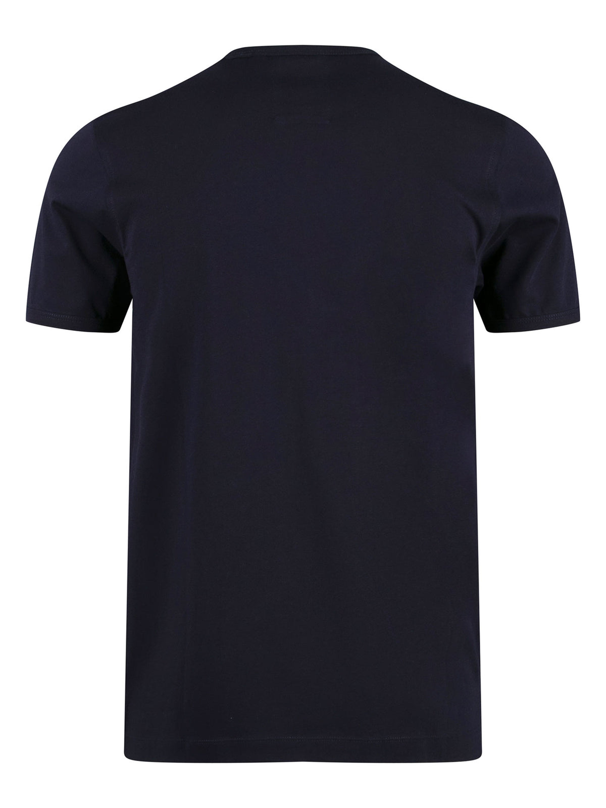 Men's navy t-shirt with crew neck and short sleeves - back view.