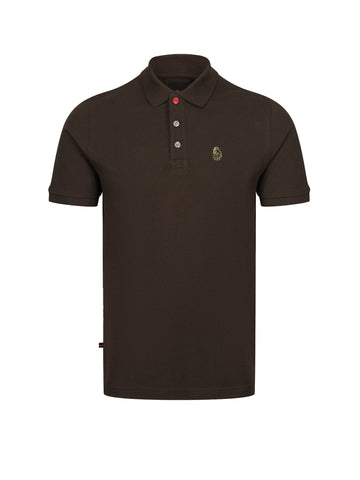 Men's green polo shirt with polo collar.