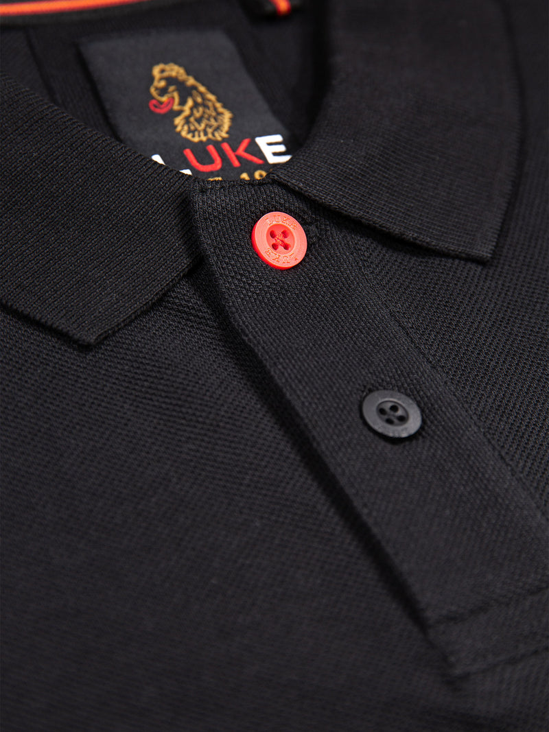 New Mead Cotton Pique Polo Shirt - Black