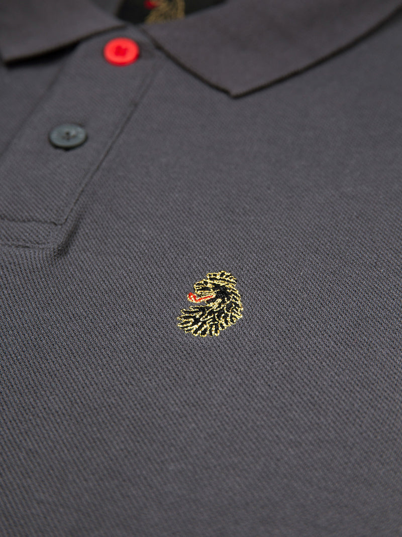 New Mead Cotton Pique Polo Shirt - Charcoal
