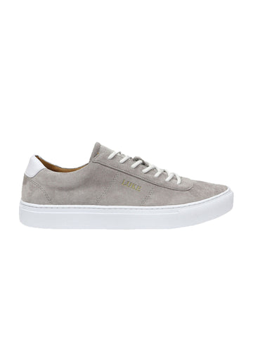 Boy's grey suede trainers, side view