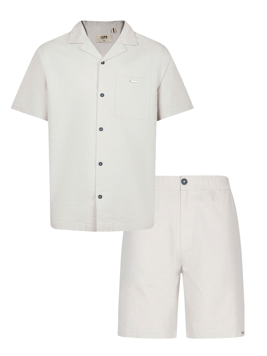 Luke 1977 Men's Grey Millook Textured Short Set with Summer Shirt ...