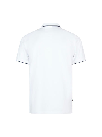 Texas Tip Cotton Pique Zip Neck Polo Shirt - White