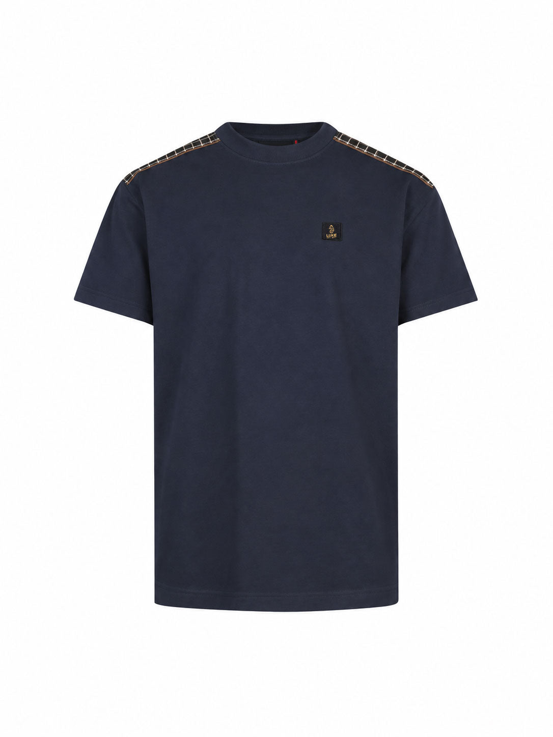 Firth Check Shoulder T-Shirt - Dark Navy
