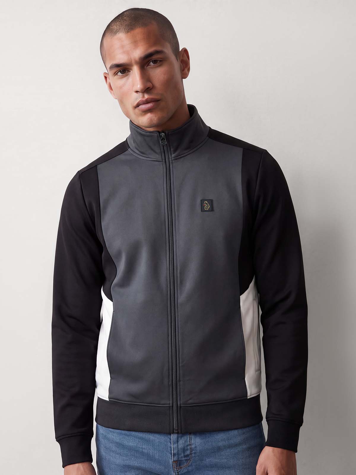 Beetham Panelled Zip Through Sweatshirt - Black