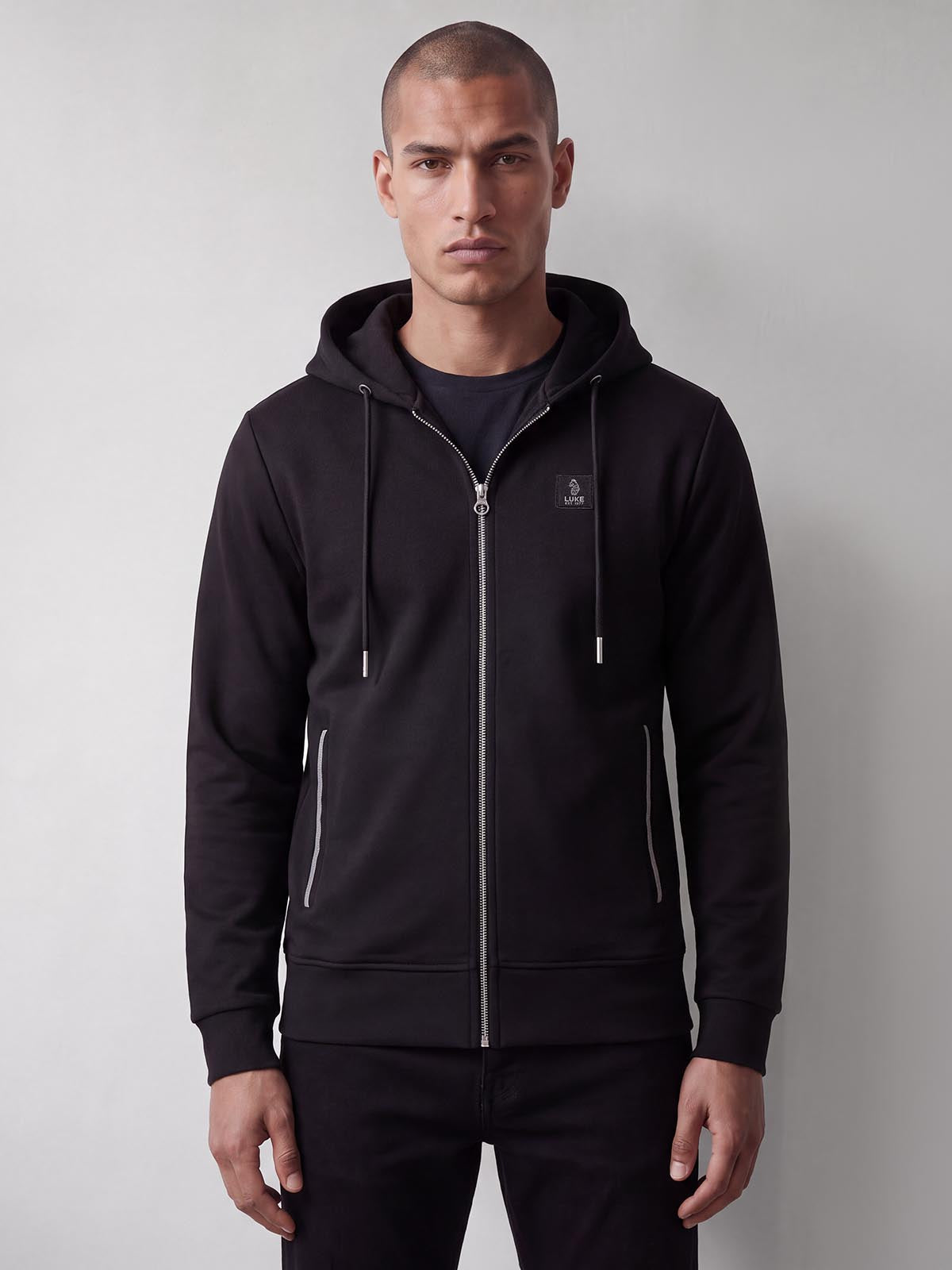 Makati Zip Through Hoodie - Black/SIlver
