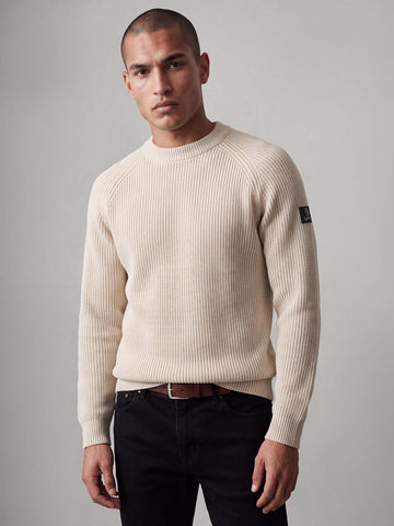 Cromer Plated Knitted Jumper - Stone Marle